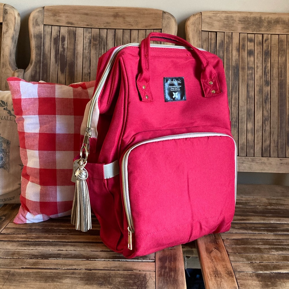 Red diaper backpack